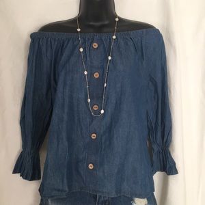 NWT Denim Off Shoulder Top!